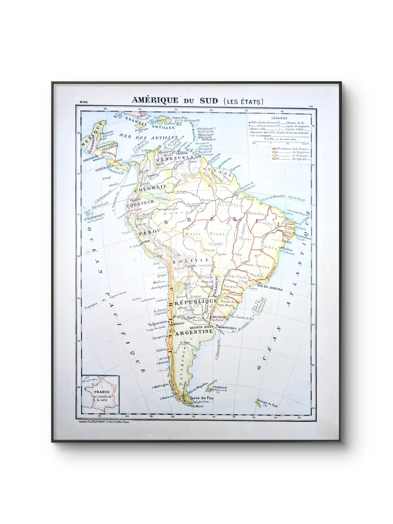 In 1900 gedrukte kaart van Zuid-Amerika. – photo 6
